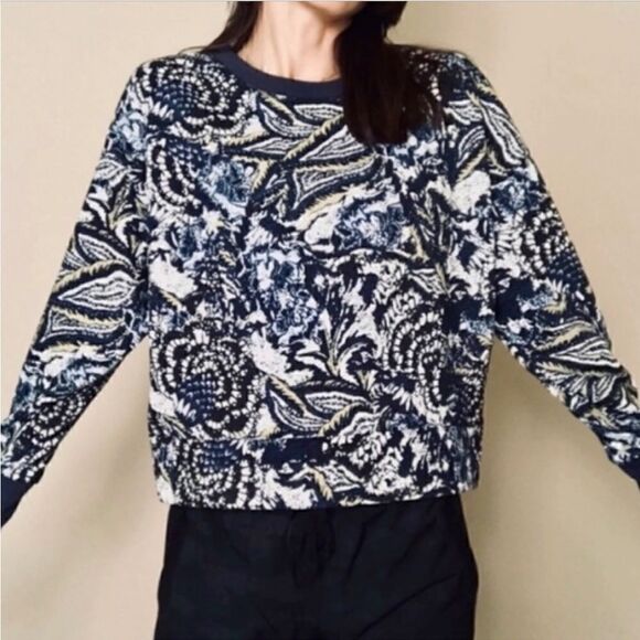 Joie Caleigh Blue Floral Cropped Sweatshirt NEW - Picture 1 of 8